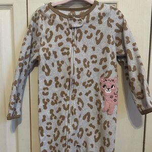 Carter's Tan Leopard Print Footie with Pink Patch